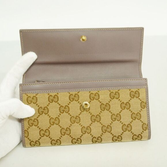Gucci Long Wallet GG Canvas 256998 Canvas Brown Chien Pan Gold Hardware Women's - Picture 3 of 10